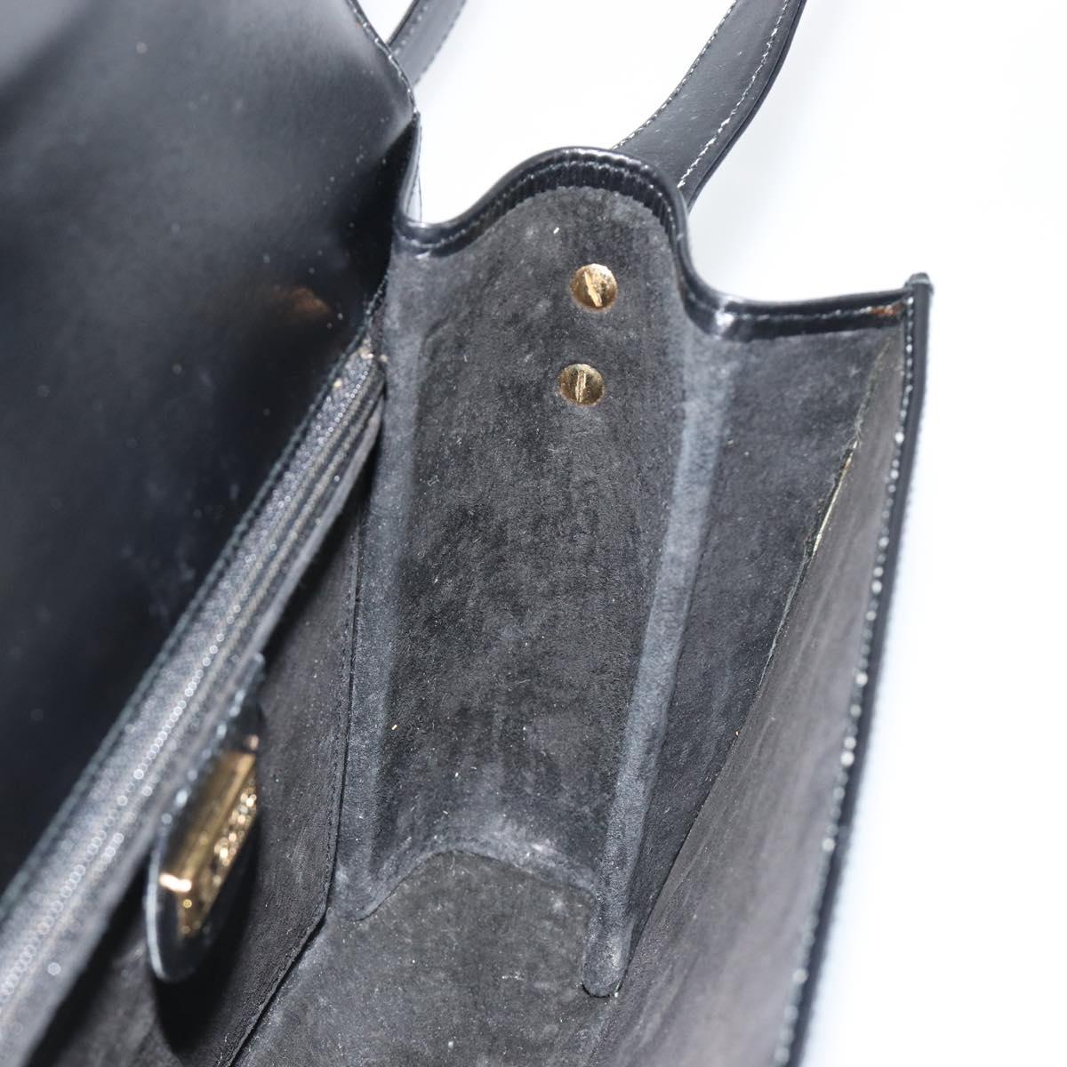 GUCCI Shoulder Bag Leather Black Gold Auth ep14962V