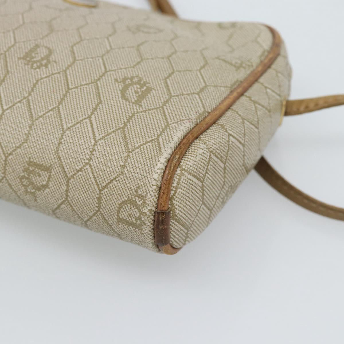 Christian Dior Honeycomb Canvas Shoulder Bag PVC Beige Gold Auth ep14966