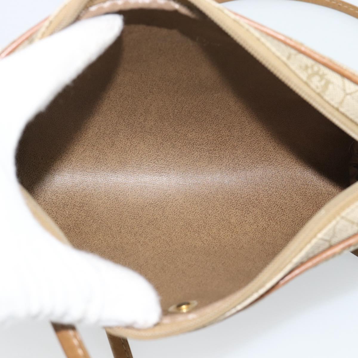 Christian Dior Honeycomb Canvas Shoulder Bag PVC Beige Gold Auth ep14966