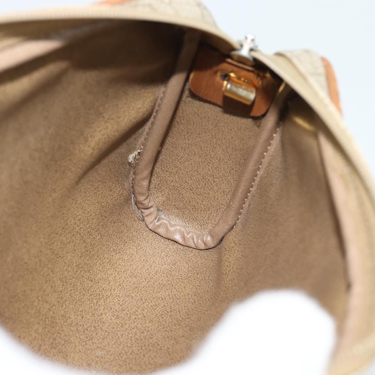Christian Dior Honeycomb Canvas Shoulder Bag PVC Beige Gold Auth ep14966