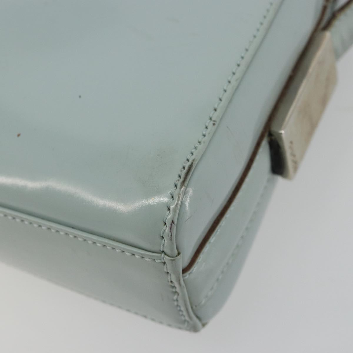 GUCCI Shoulder Bag Patent leather Light Blue Silver Auth ep14972