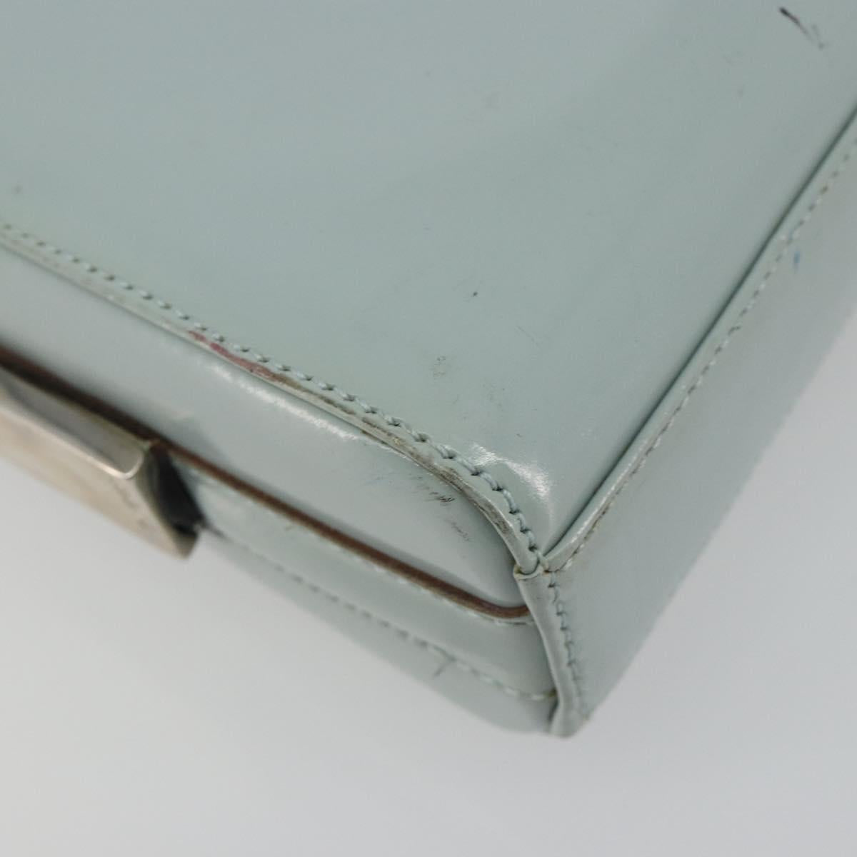 GUCCI Shoulder Bag Patent leather Light Blue Silver Auth ep14972