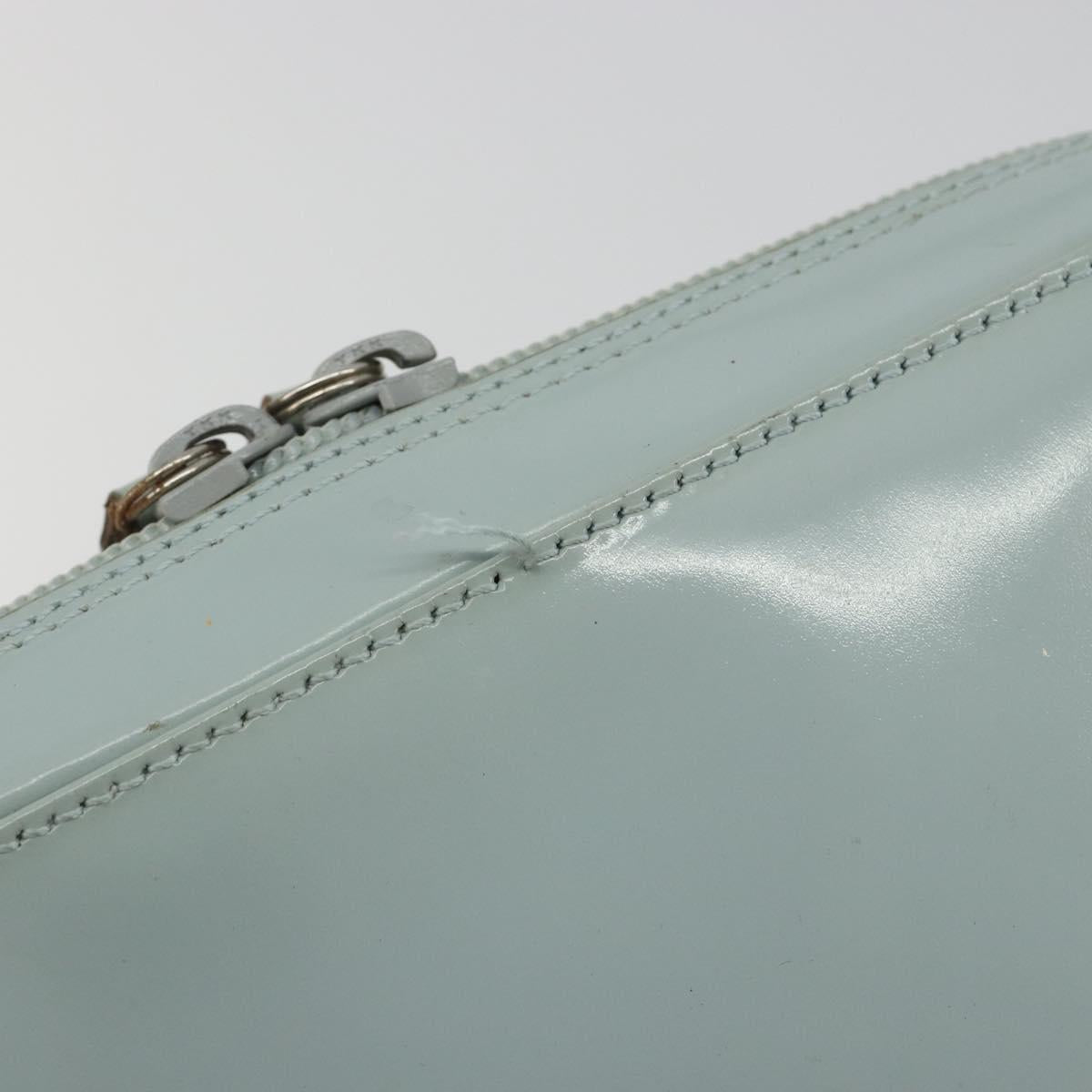 GUCCI Shoulder Bag Patent leather Light Blue Silver Auth ep14972