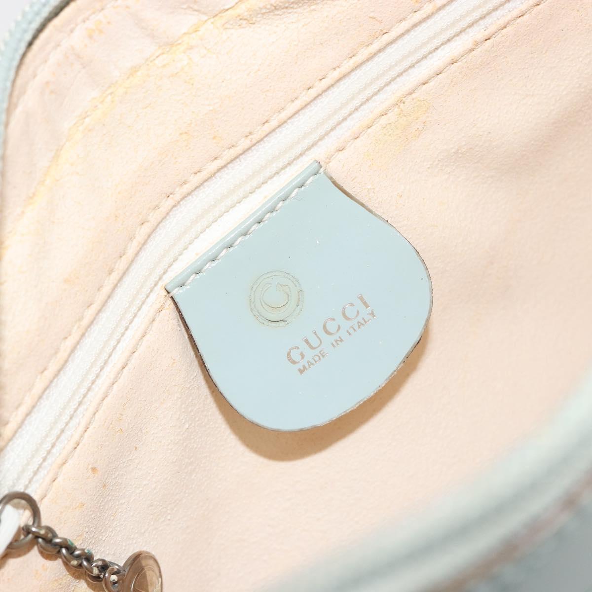 GUCCI Shoulder Bag Patent leather Light Blue Silver Auth ep14972