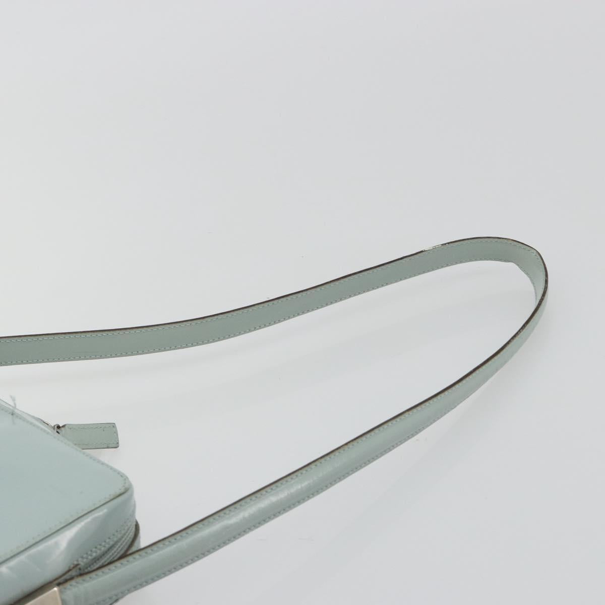 GUCCI Shoulder Bag Patent leather Light Blue Silver Auth ep14972