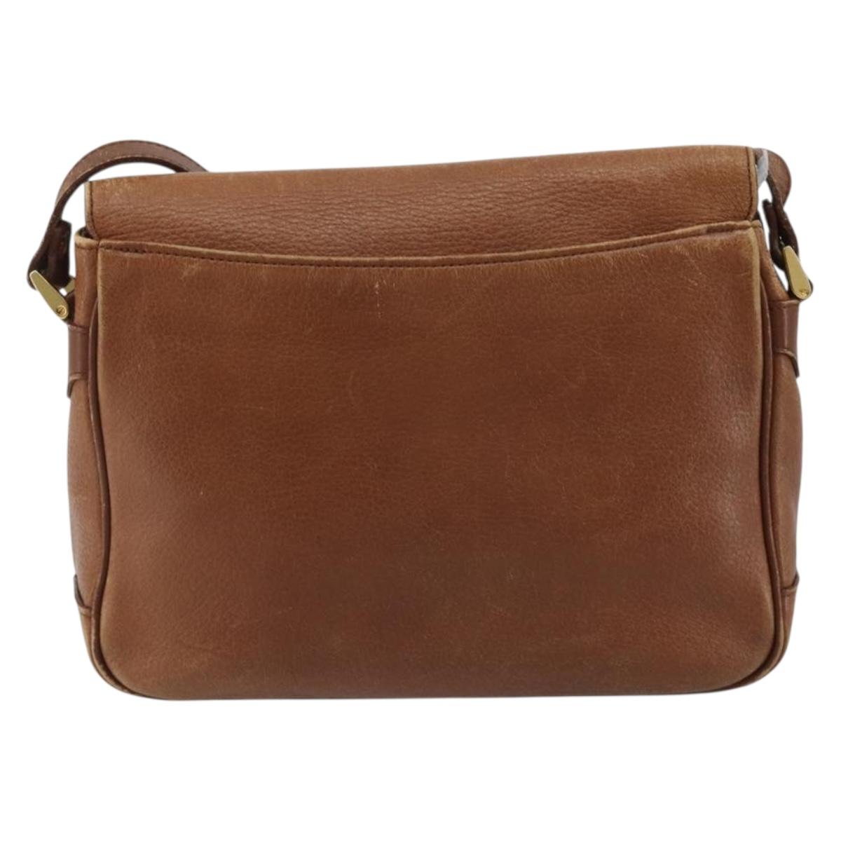 Burberrys Shoulder Bag Leather Brown Gold Auth ep14974