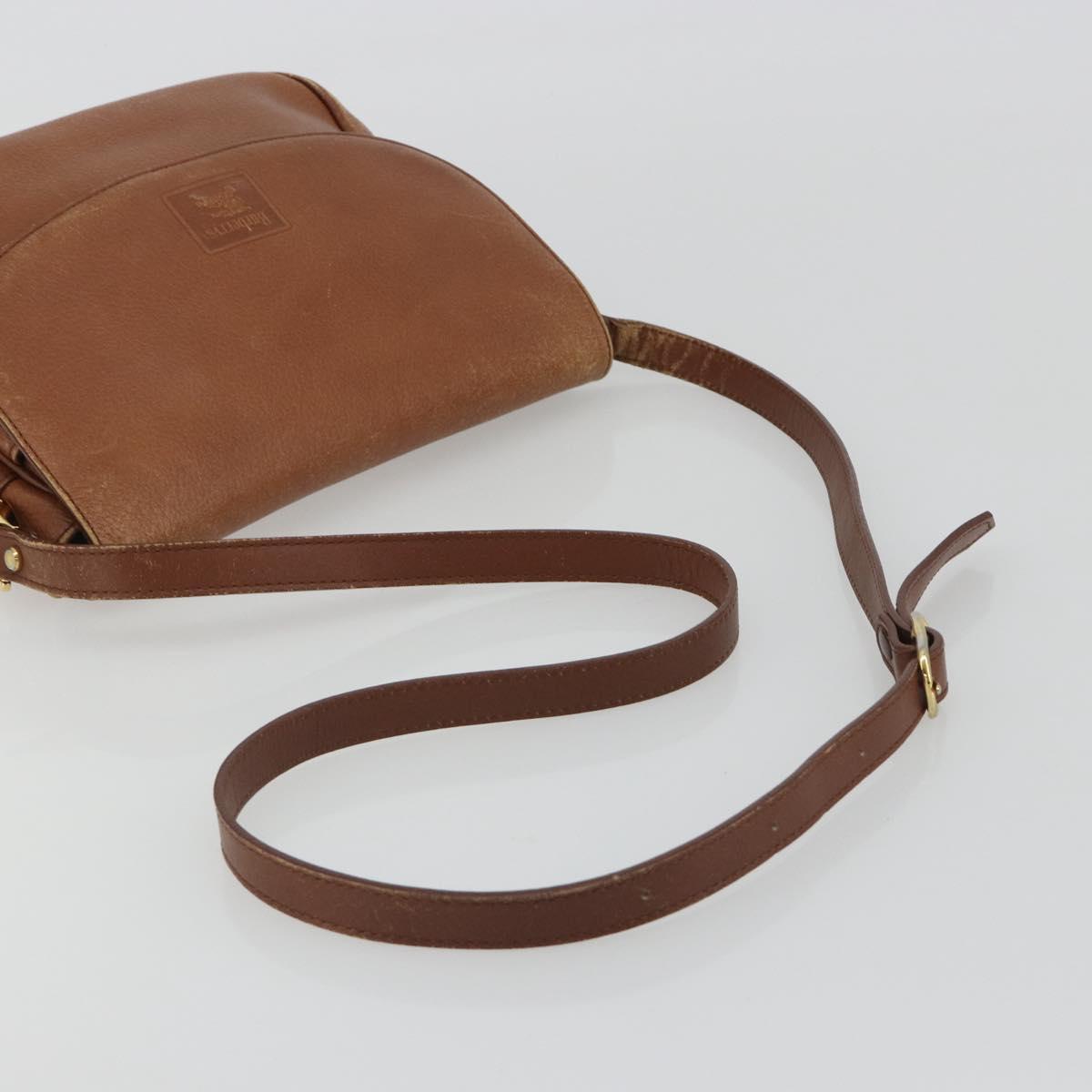 Burberrys Shoulder Bag Leather Brown Gold Auth ep14974
