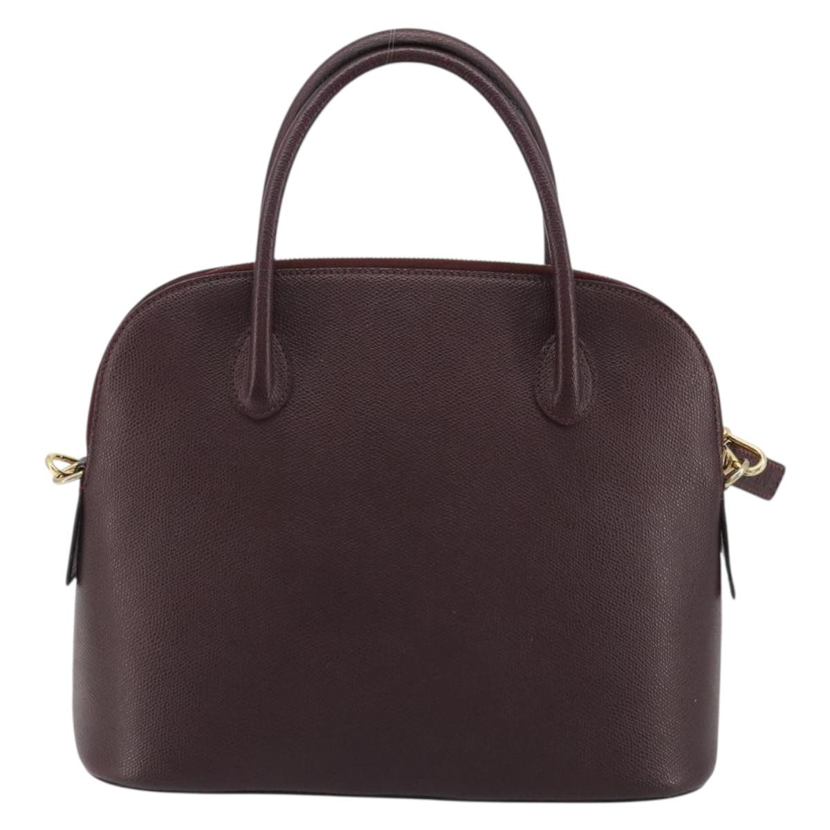 CELINE Hand Bag Leather 2way Purple Gold Auth ep14976