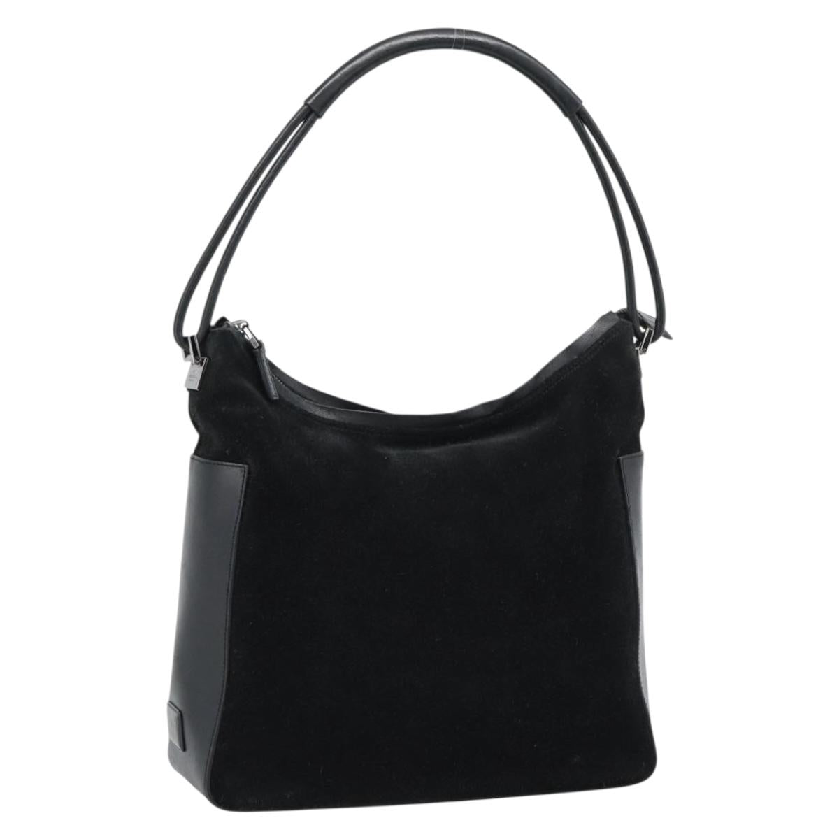 GUCCI Shoulder Bag Suede Black Silver 001 3766 Auth ep14977