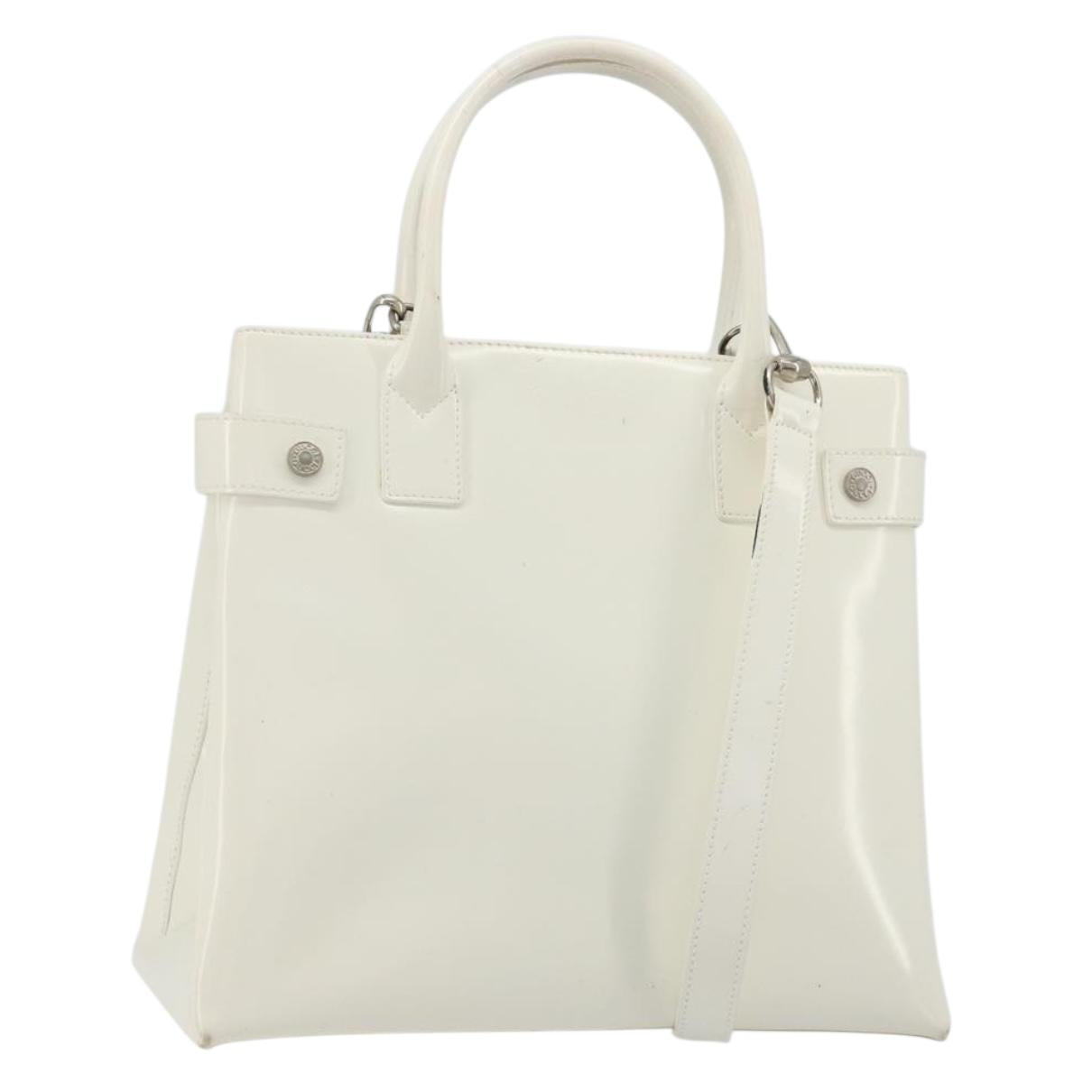 GUCCI Tote Bag Patent leather 2way White Silver 000 1118 0503 Auth ep14980