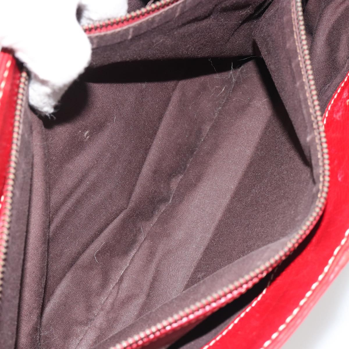 CELINE Hand Bag Leather Red Gold Auth ep14985