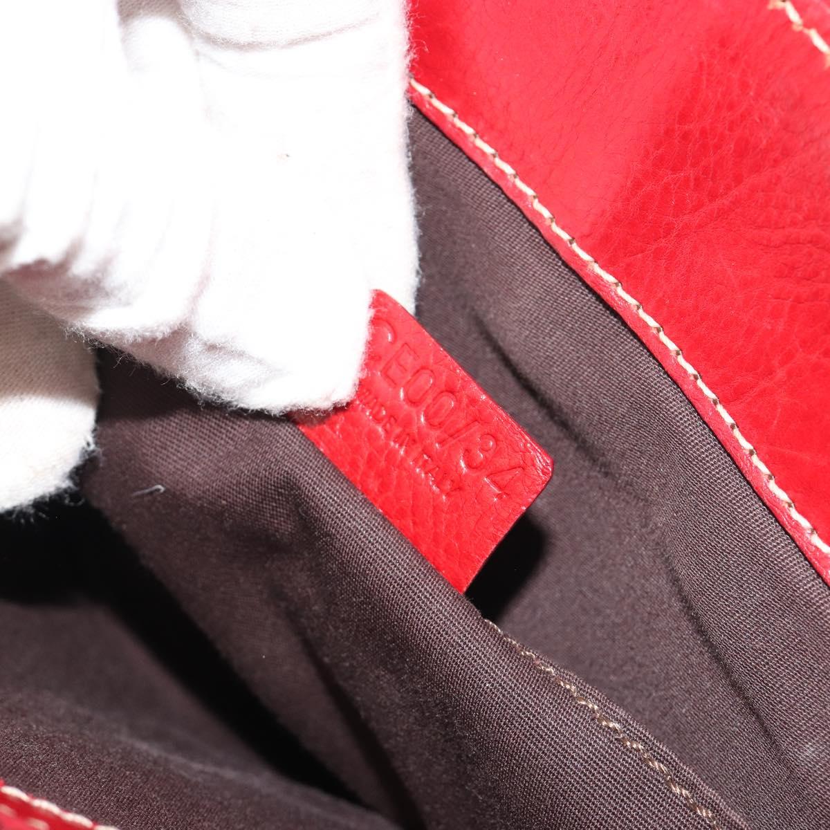CELINE Hand Bag Leather Red Gold Auth ep14985