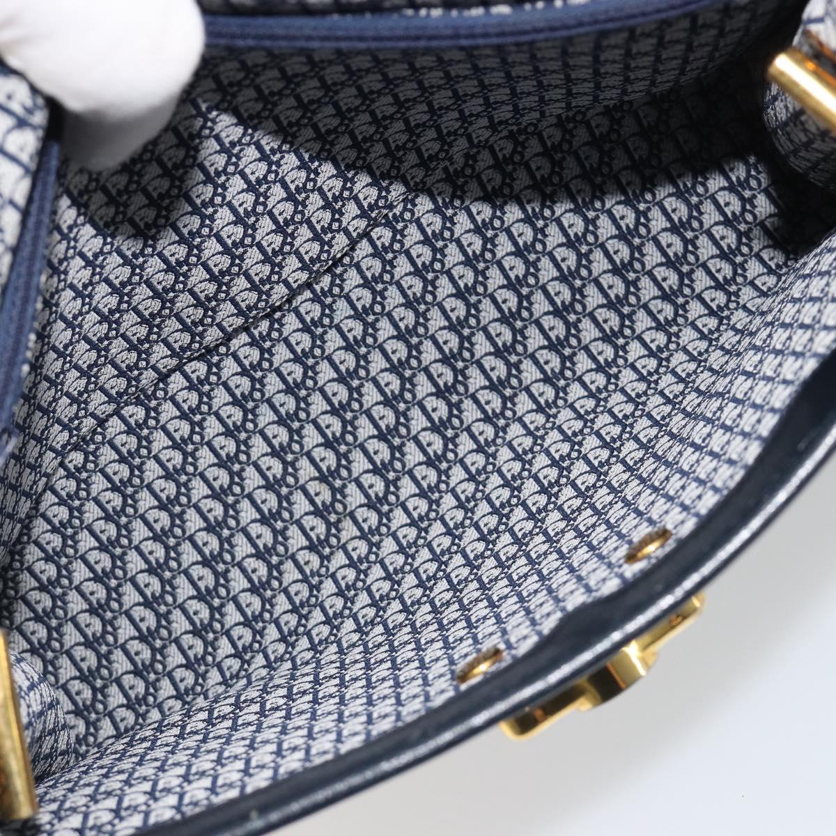 Christian Dior Shoulder Bag Leather Navy Gold Auth ep14988