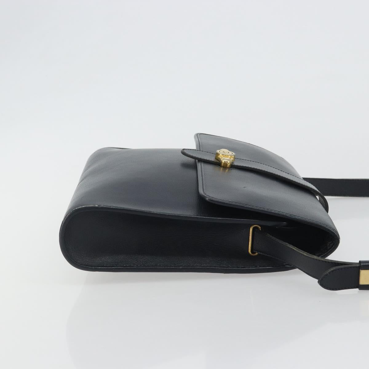 Christian Dior Shoulder Bag Leather Navy Gold Auth ep14988
