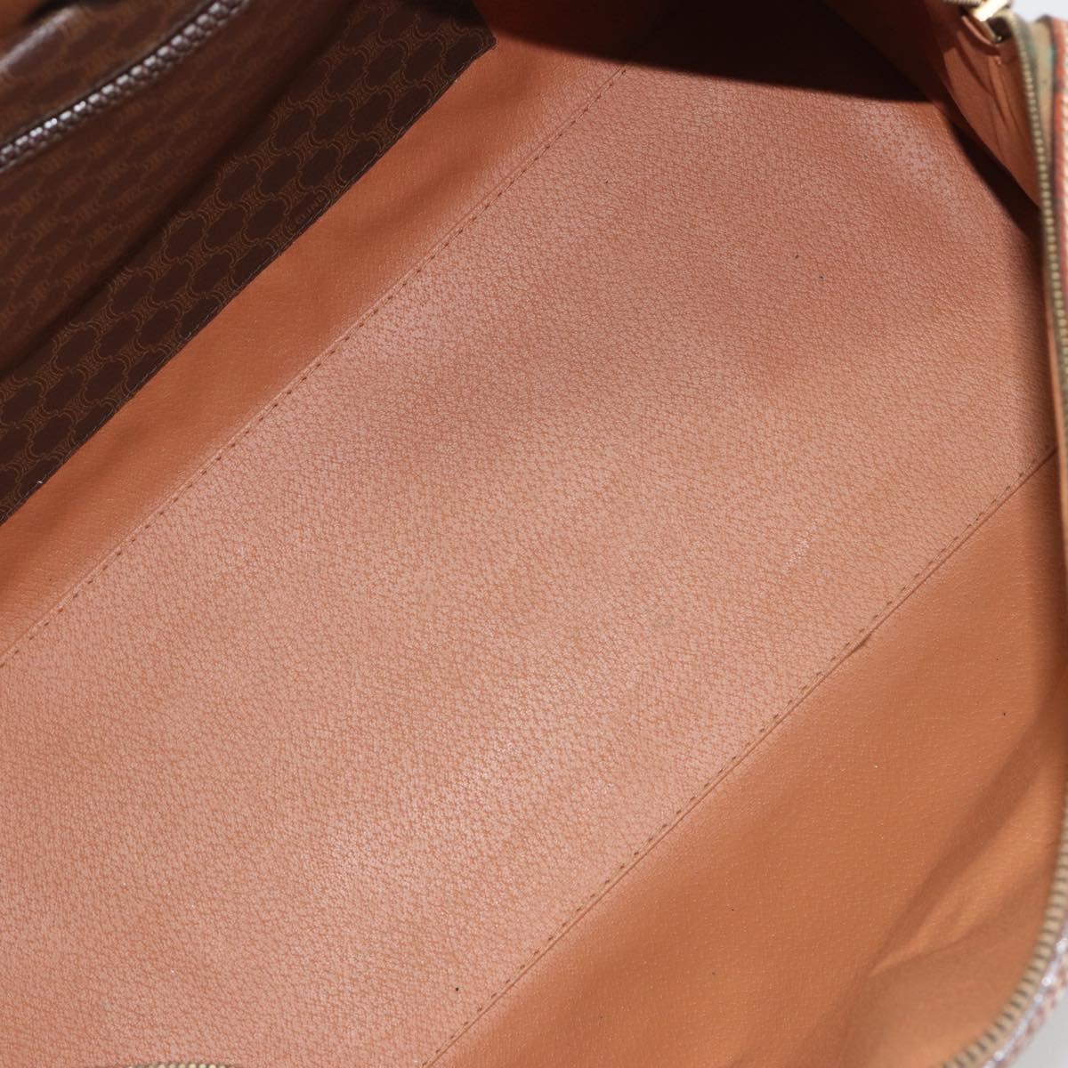 CELINE Macadam Canvas Boston Bag PVC Leather Brown Gold Auth ep14989A