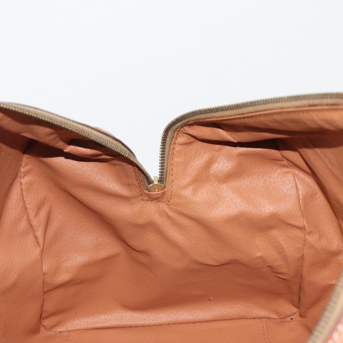 CELINE Macadam Canvas Boston Bag PVC Leather Brown Gold Auth ep14989A