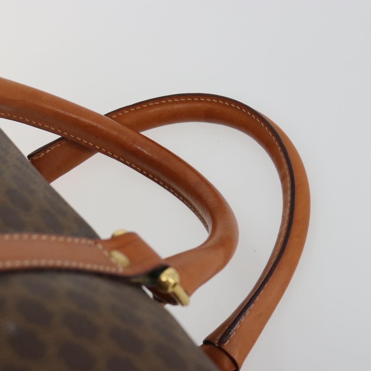 CELINE Macadam Canvas Boston Bag PVC Leather Brown Gold Auth ep14989A