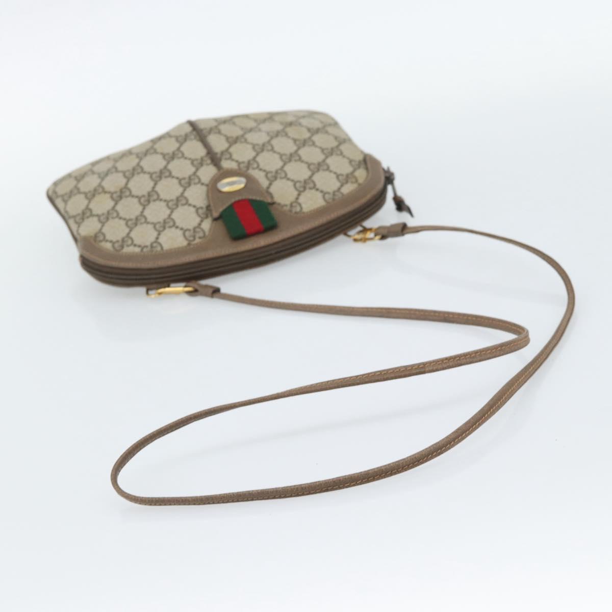 GUCCI GG Supreme Web Sherry Line Bag PVC Beige Gold 68 02 047 Auth ep14991