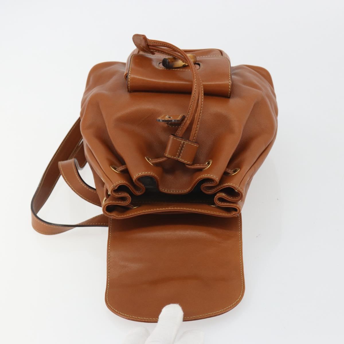 GUCCI Bamboo Backpack Leather Brown Gold 03 2265 0030 Auth ep15002