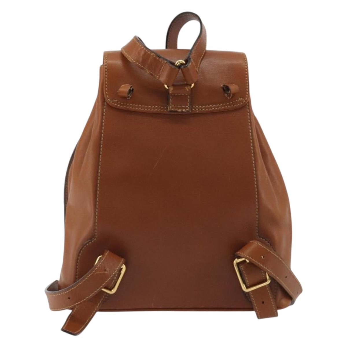 GUCCI Bamboo Backpack Leather Brown Gold 03 2265 0030 Auth ep15002