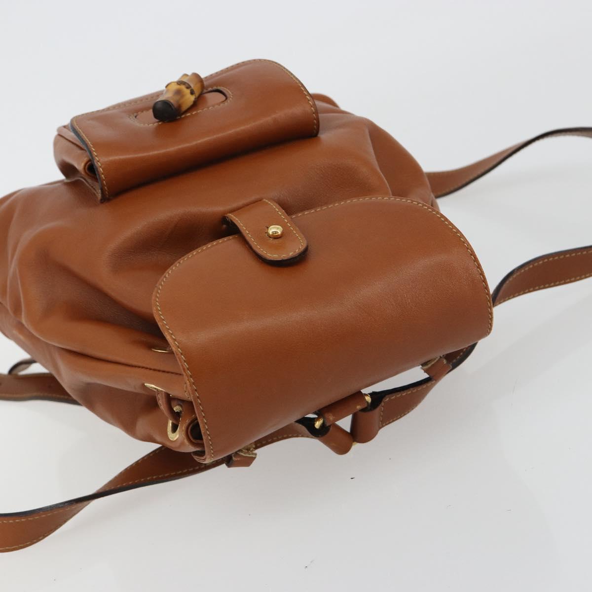 GUCCI Bamboo Backpack Leather Brown Gold 03 2265 0030 Auth ep15002