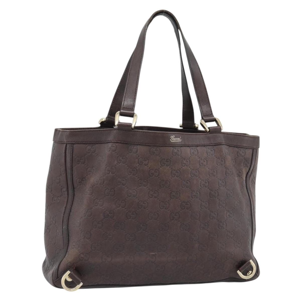 GUCCI GG Canvas Guccissima Hand Bag Leather Brown Gold 170004 Auth ep15005