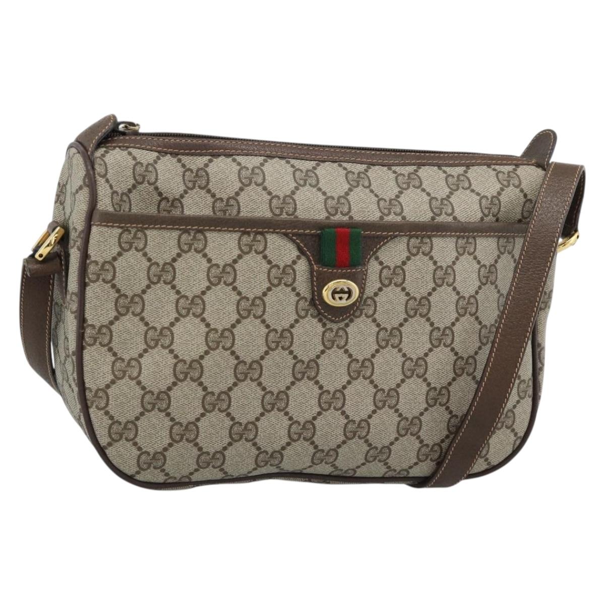 GUCCI GG Supreme Web Sherry Line Bag PVC Beige Gold 89 02 077 Auth ep15007
