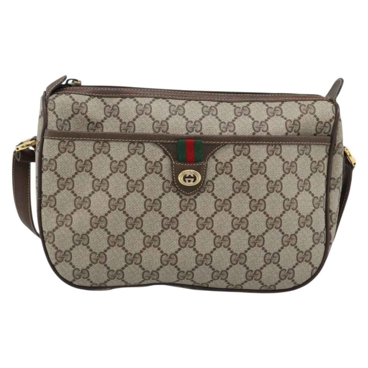 GUCCI GG Supreme Web Sherry Line Bag PVC Beige Gold 89 02 077 Auth ep15007