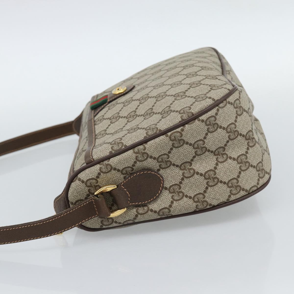GUCCI GG Supreme Web Sherry Line Bag PVC Beige Gold 89 02 077 Auth ep15007