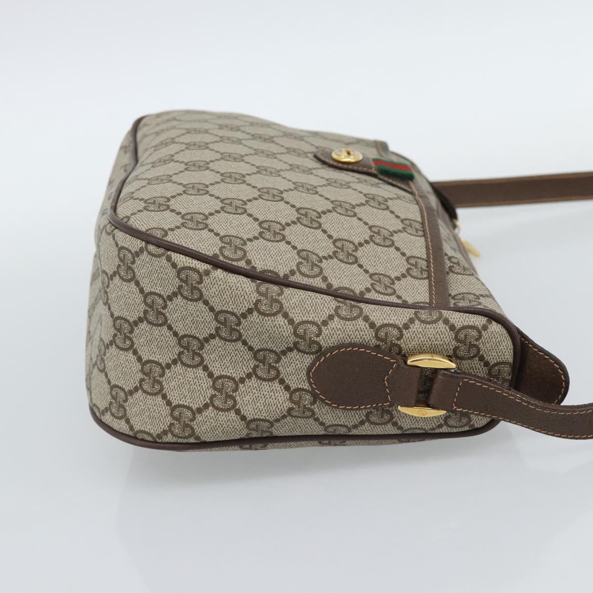 GUCCI GG Supreme Web Sherry Line Bag PVC Beige Gold 89 02 077 Auth ep15007