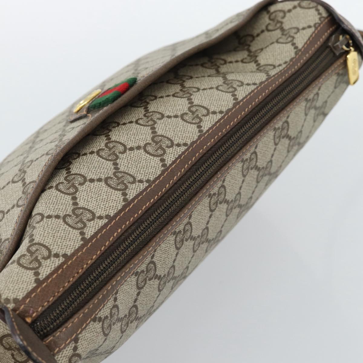 GUCCI GG Supreme Web Sherry Line Bag PVC Beige Gold 89 02 077 Auth ep15007