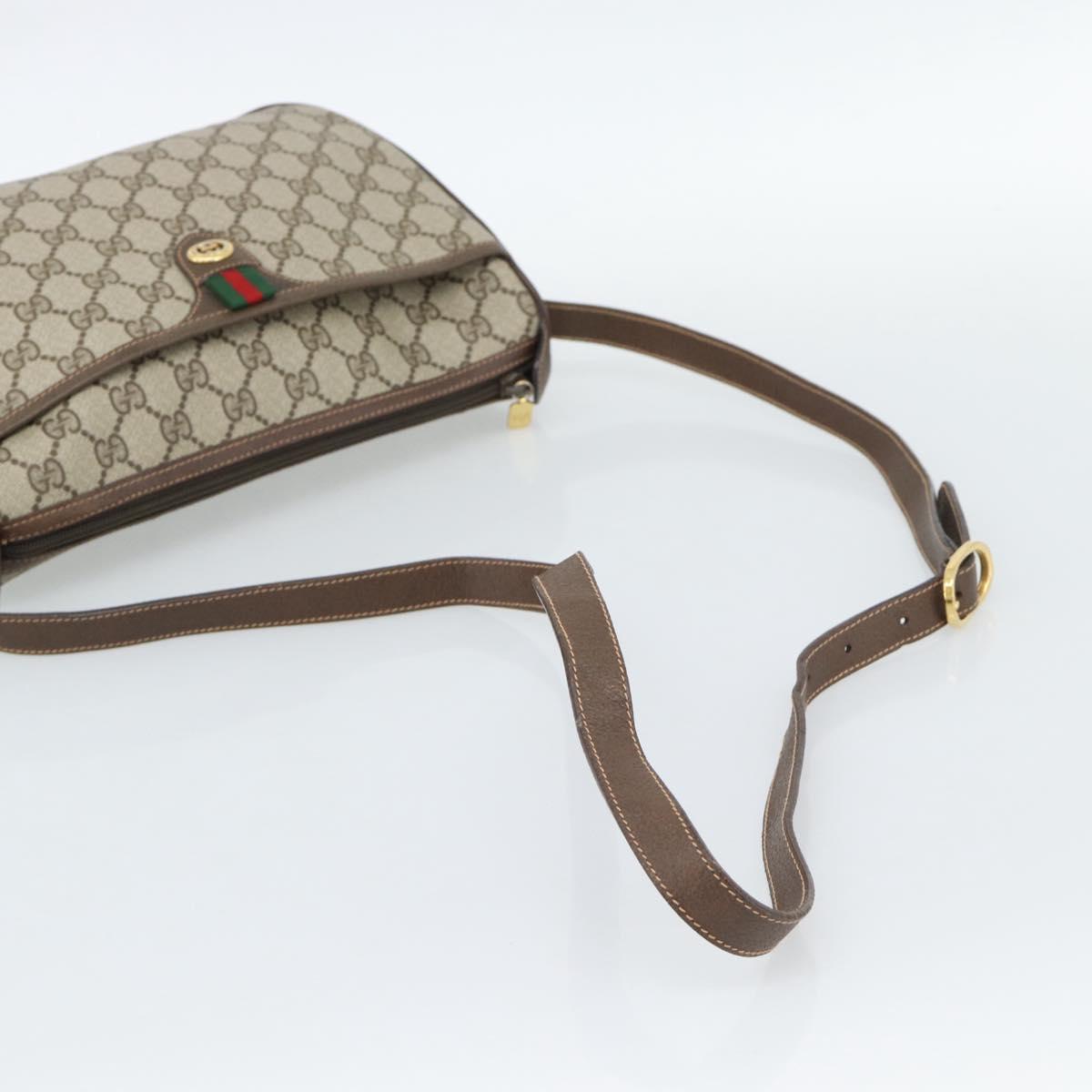 GUCCI GG Supreme Web Sherry Line Bag PVC Beige Gold 89 02 077 Auth ep15007