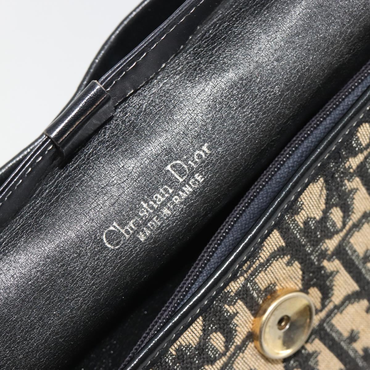 Christian Dior Trotter Canvas Shoulder Bag Navy Gold Auth ep15009