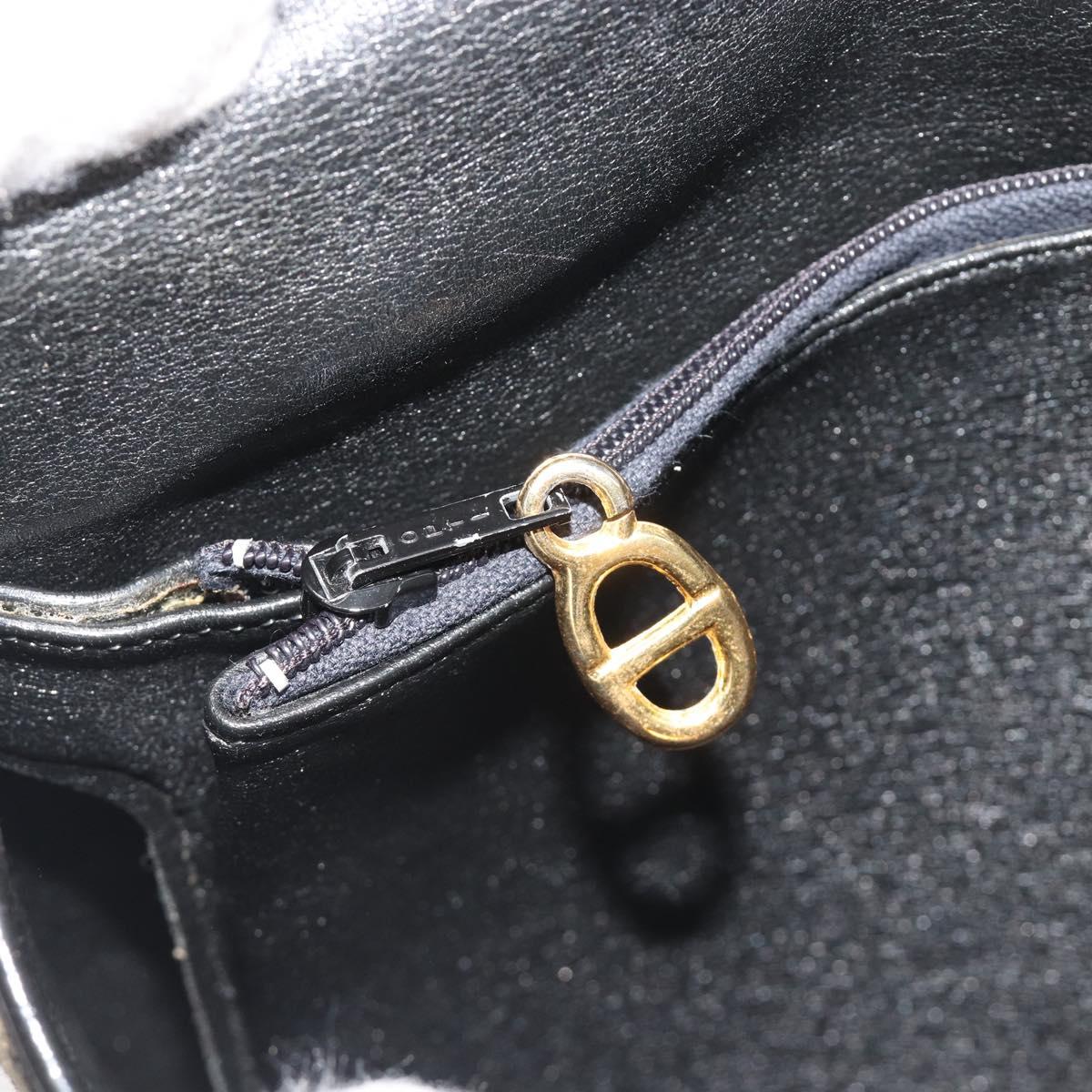 Christian Dior Trotter Canvas Shoulder Bag Navy Gold Auth ep15009