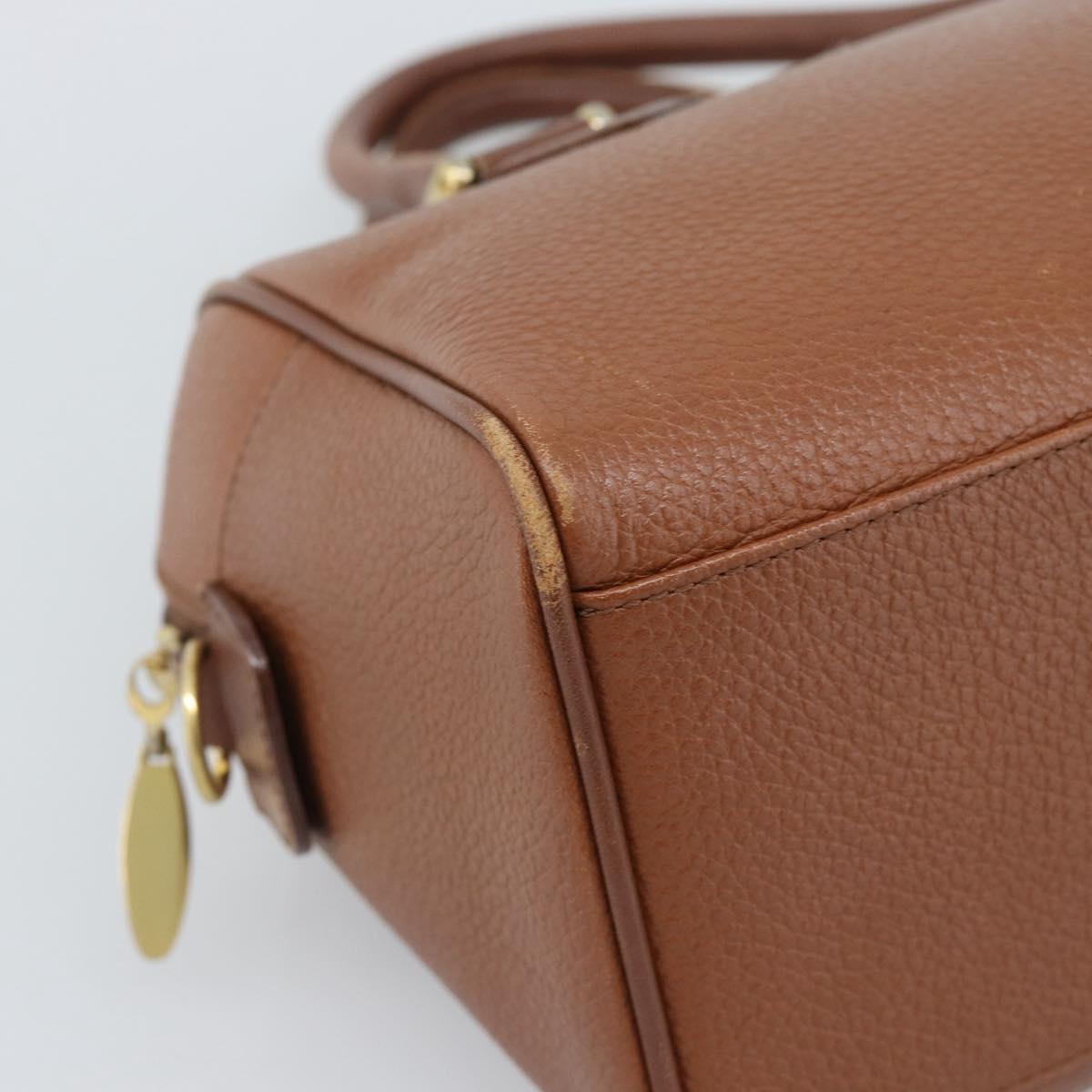 Burberrys Hand Bag Leather Brown Gold Auth ep15010