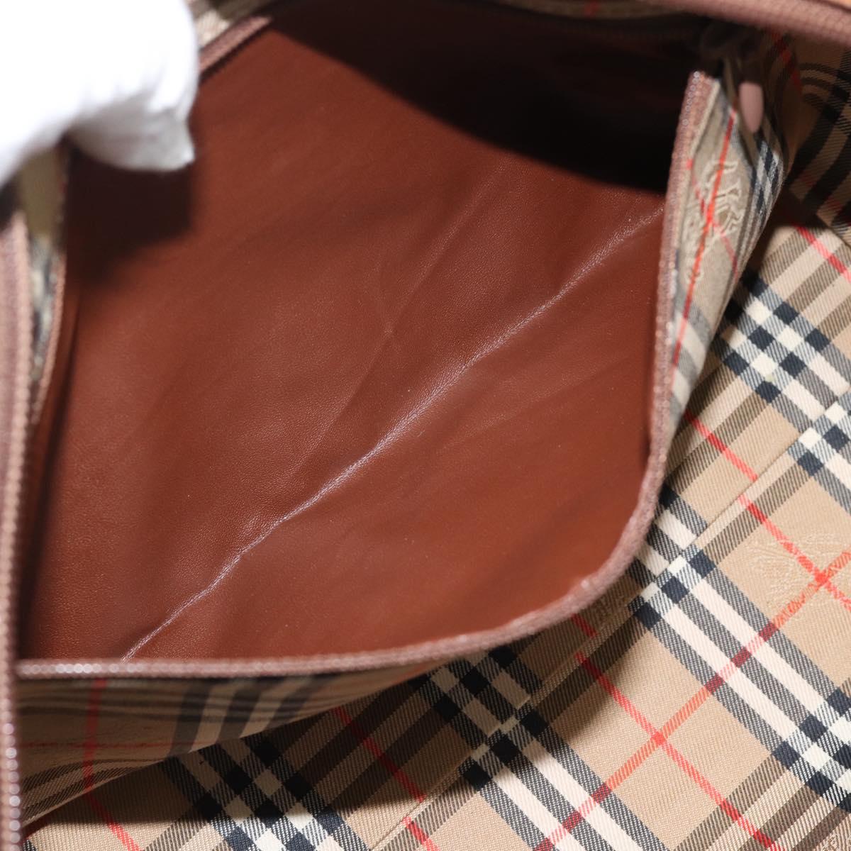 Burberrys Hand Bag Leather Brown Gold Auth ep15010