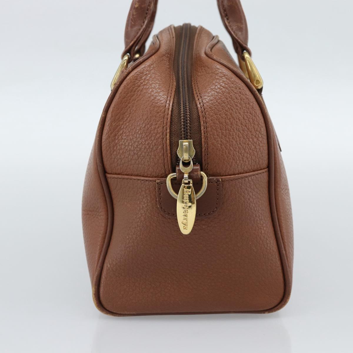 Burberrys Hand Bag Leather Brown Gold Auth ep15010