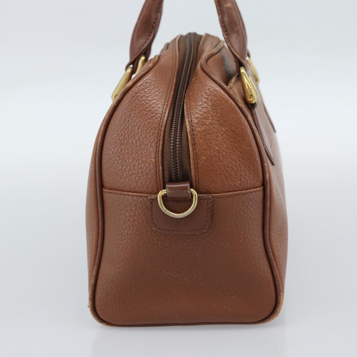 Burberrys Hand Bag Leather Brown Gold Auth ep15010