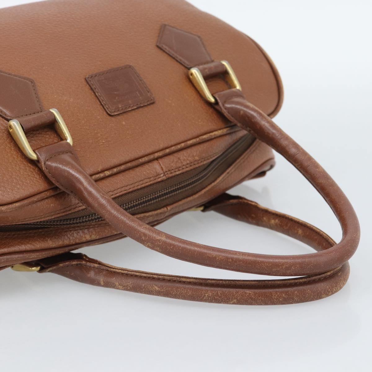 Burberrys Hand Bag Leather Brown Gold Auth ep15010