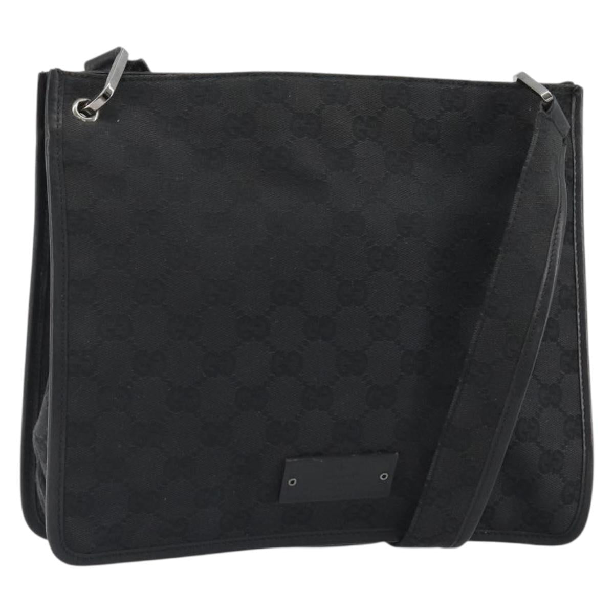 GUCCI GG Canvas Shoulder Bag Black 91762 Auth ep15011