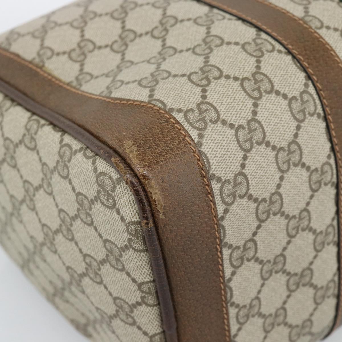 GUCCI GG Supreme Web Sherry Line Boston Bag PVC Beige Gold Auth ep15012