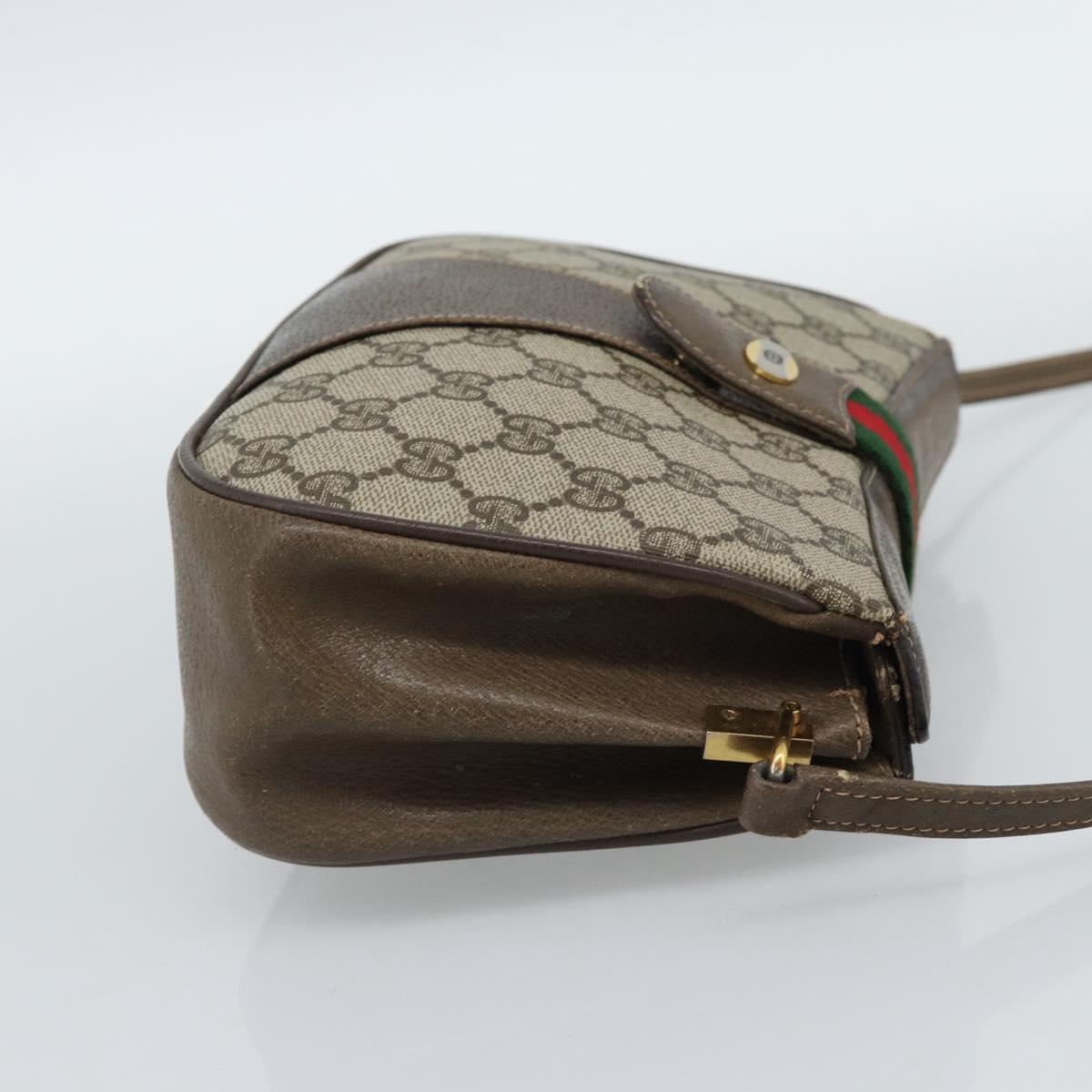 GUCCI GG Supreme Web Sherry Line Bag PVC Beige Gold 72 02 024 Auth ep15016