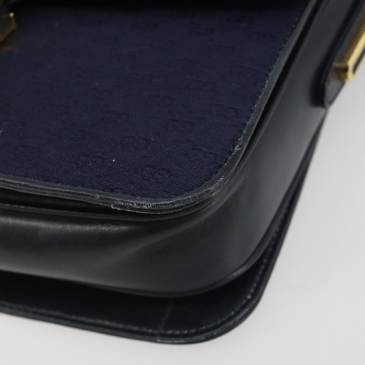 GUCCI Micro GG Canvas Shoulder Bag Navy Gold Auth ep15021A