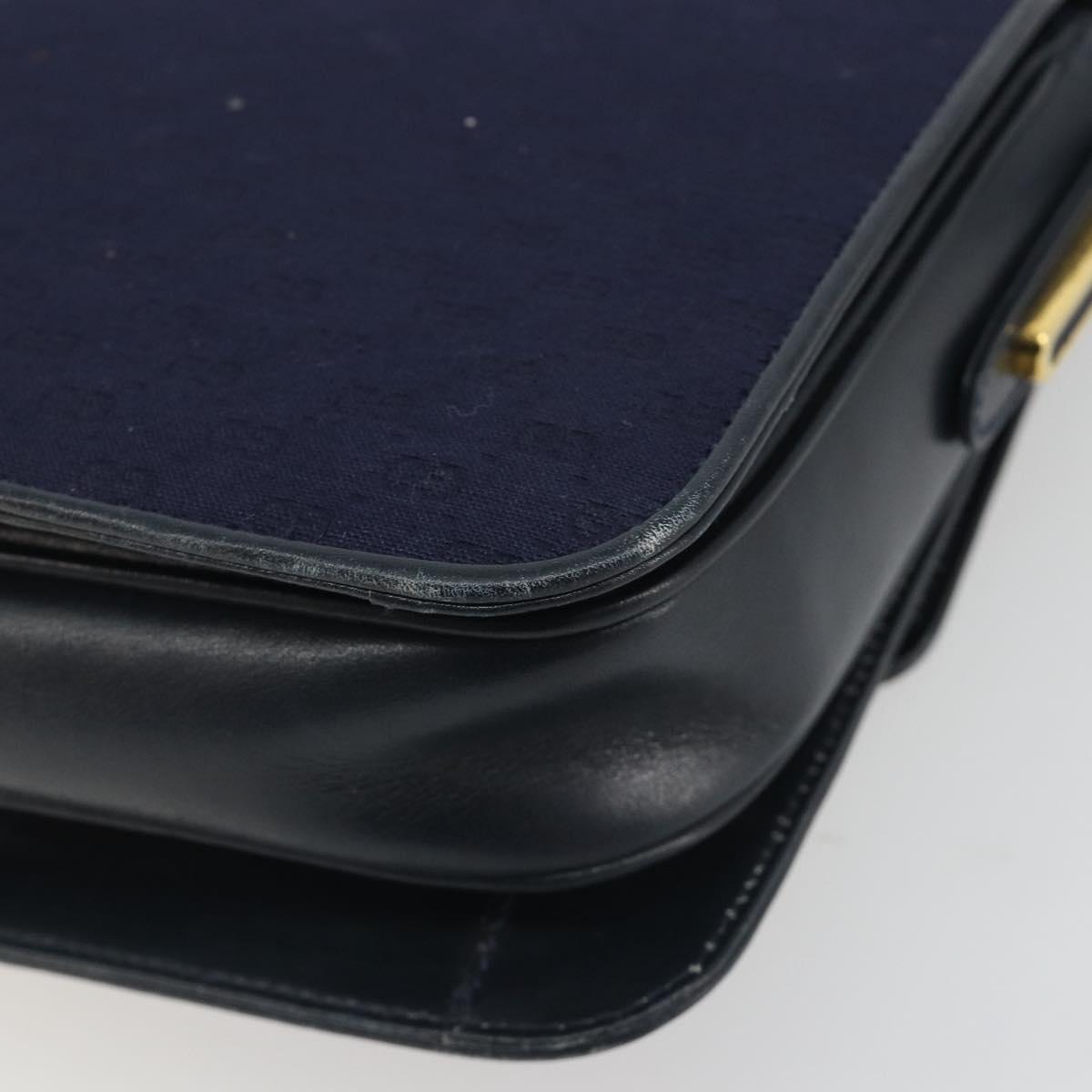 GUCCI Micro GG Canvas Shoulder Bag Navy Gold Auth ep15021A
