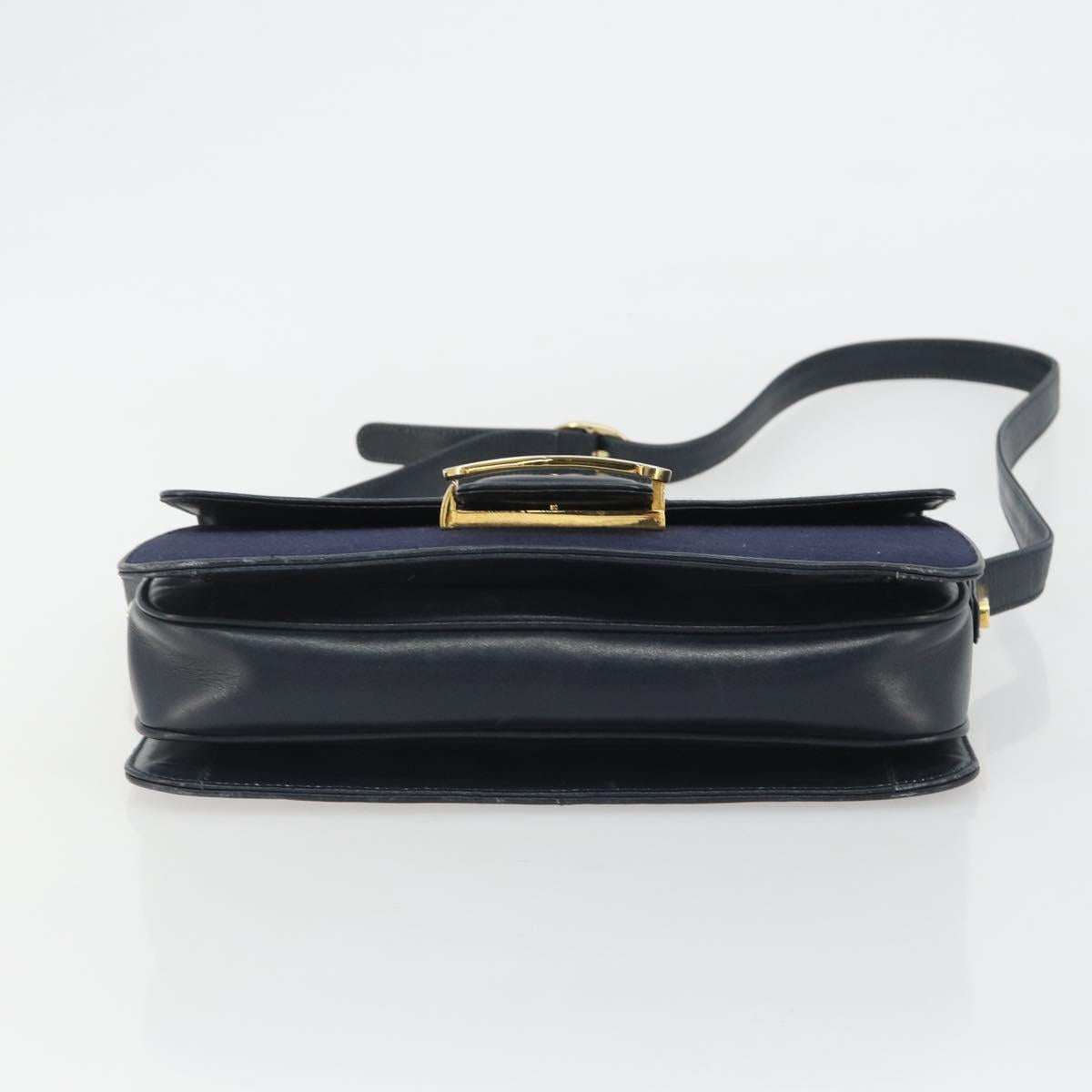 GUCCI Micro GG Canvas Shoulder Bag Navy Gold Auth ep15021A