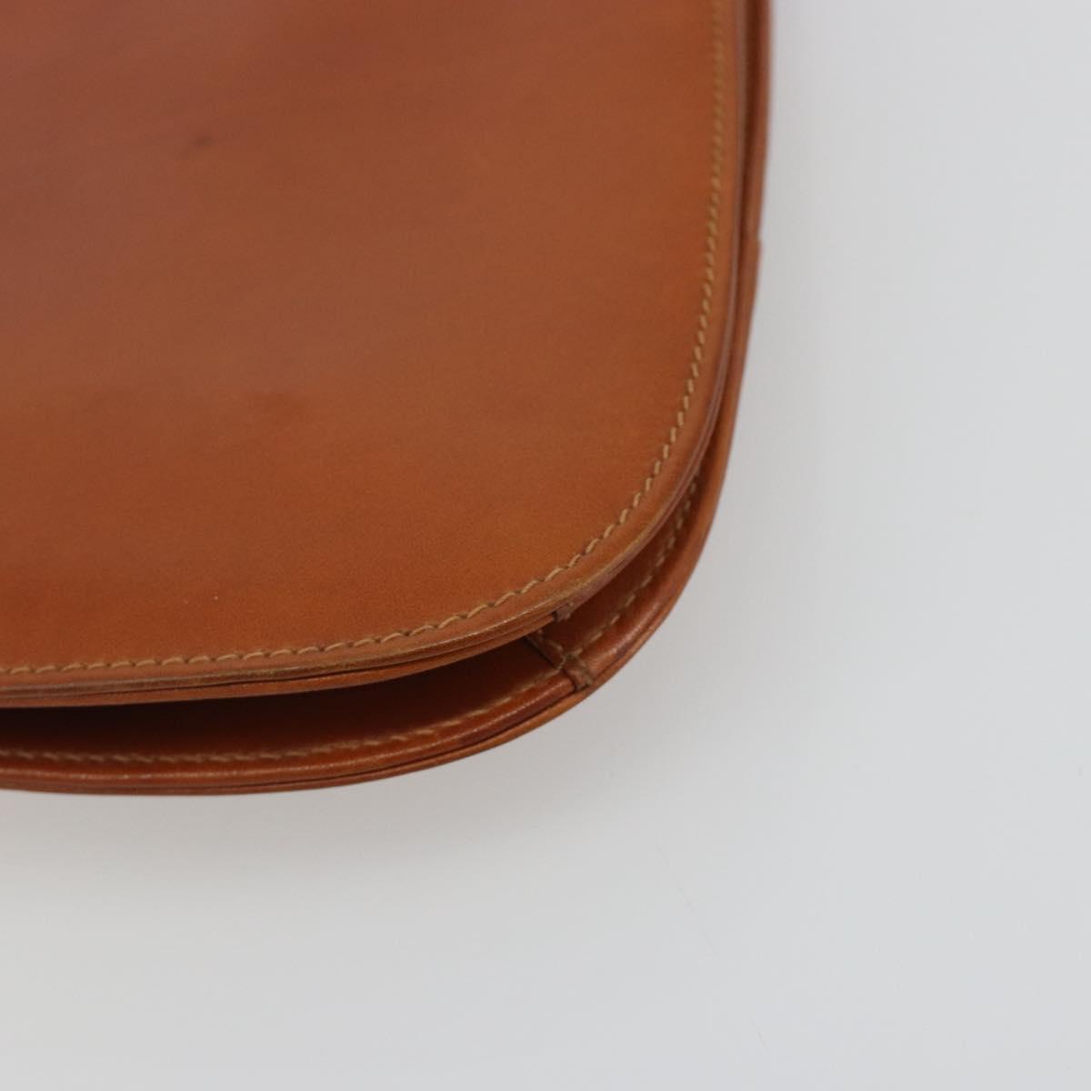 GUCCI Clutch Bag Leather Brown Gold Auth ep15027A