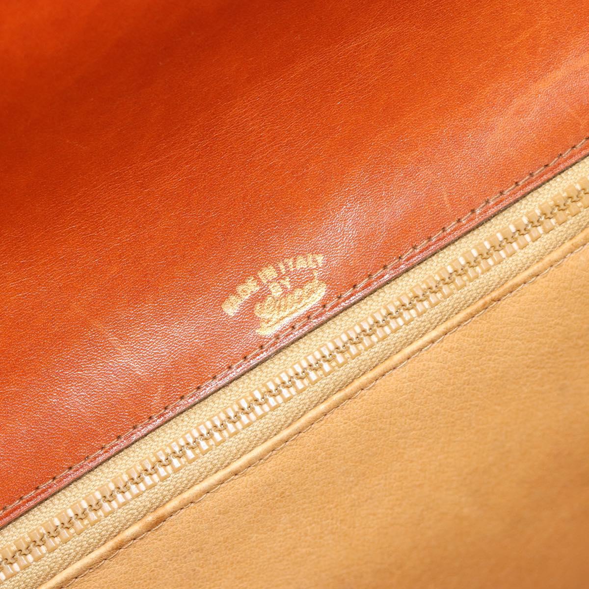 GUCCI Clutch Bag Leather Brown Gold Auth ep15027A