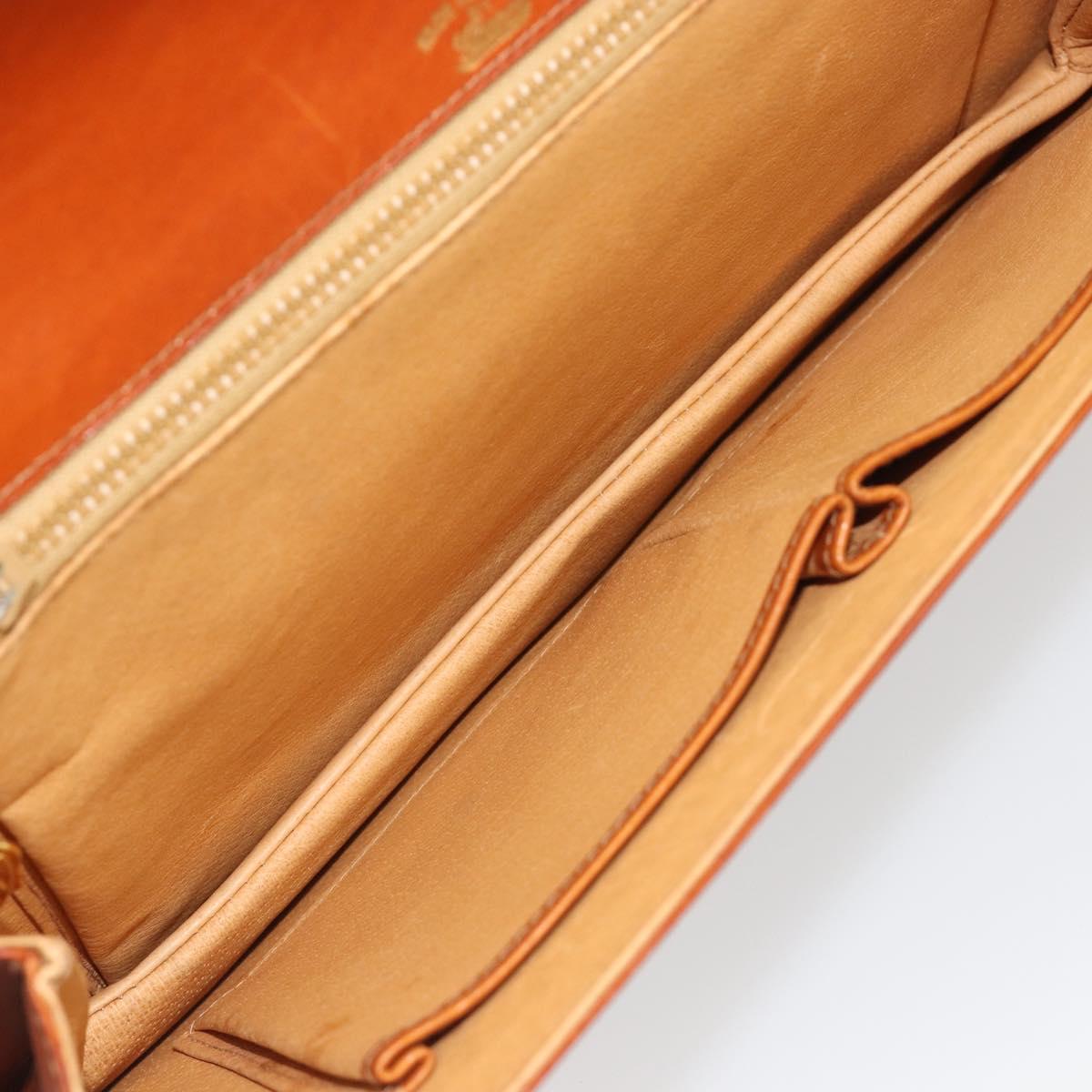 GUCCI Clutch Bag Leather Brown Gold Auth ep15027A