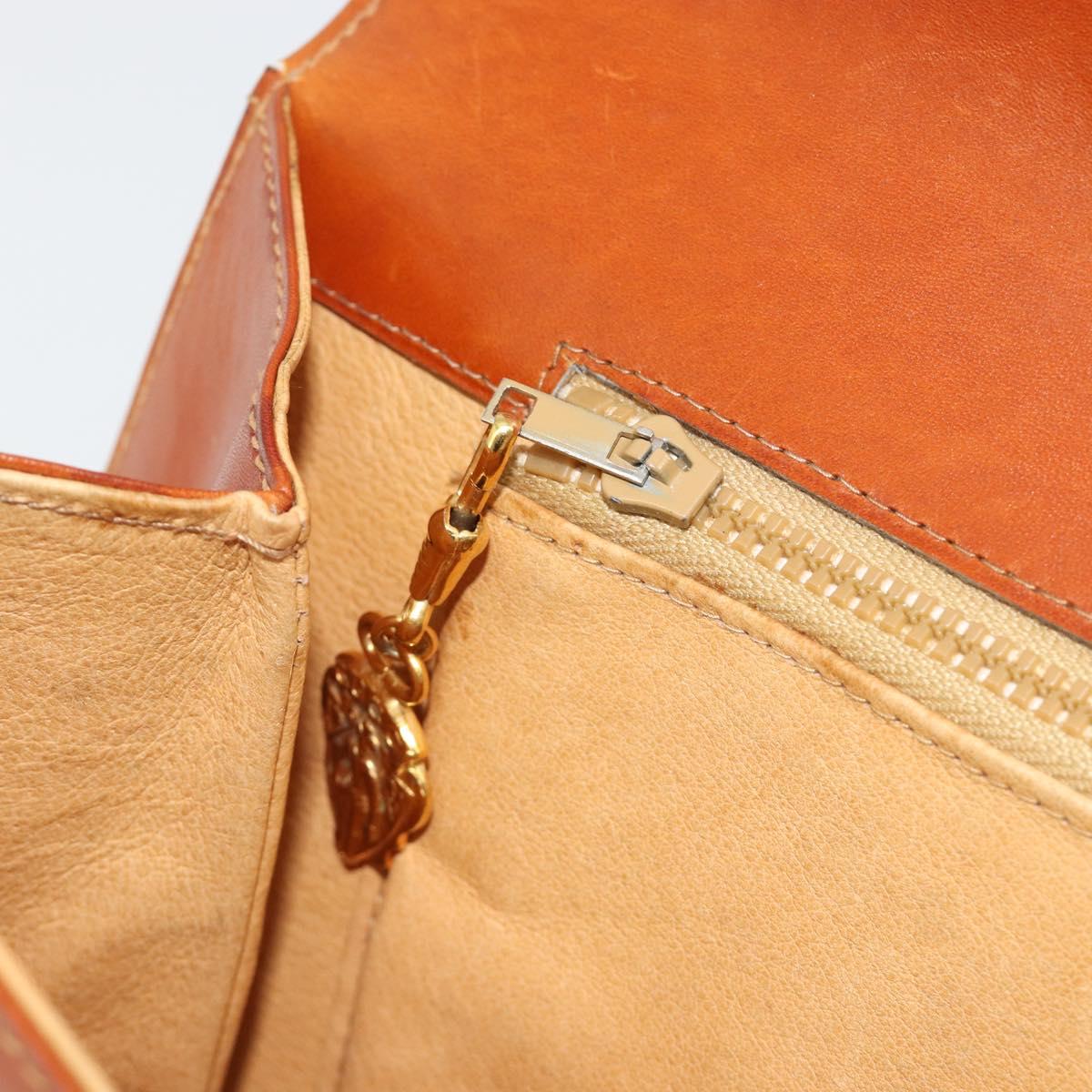 GUCCI Clutch Bag Leather Brown Gold Auth ep15027A