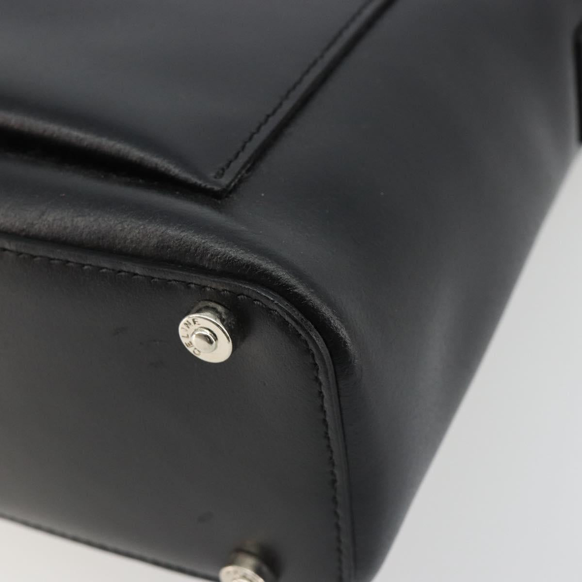 CELINE Shoulder Bag Leather Black Silver Auth ep15031